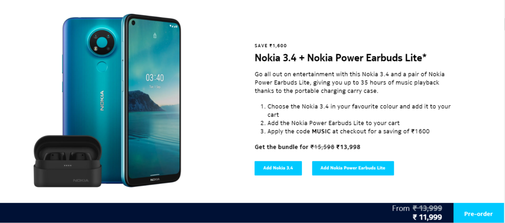 Nokia 3.4 price in India